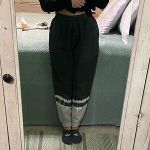 Pink Victorias Secret Grey and White Tie-Dye Joggers